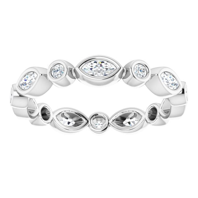 0.64 ct. Bezel Set Marquise & Round Diamond Eternity Band-VIRABYANI